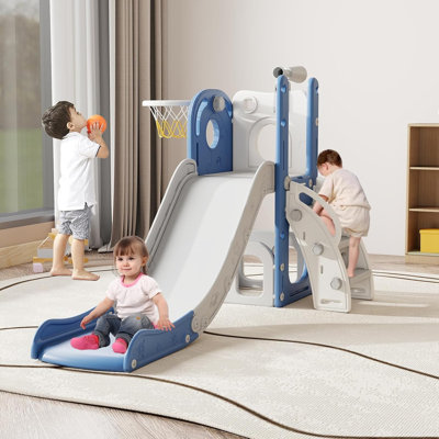 Toboggan Kinbor 6 en 1 pour enfants de 1 à 3 ans, intérieur/extérieur, bleu