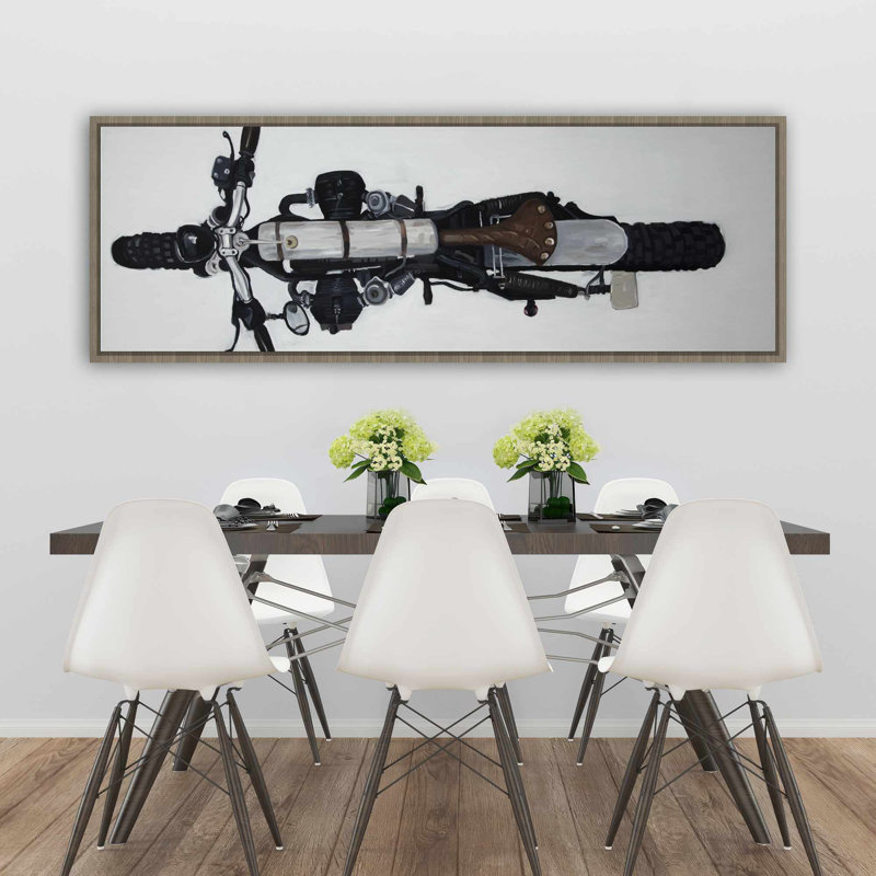 «Overhead View of a Moto», art sur toile encadré gris