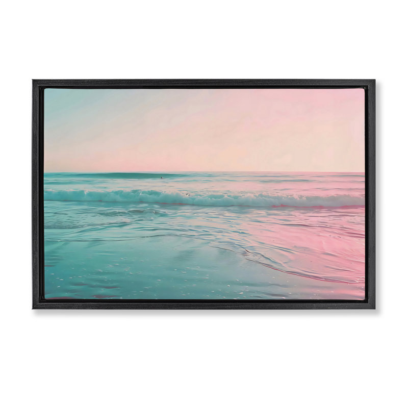 Cadre flottant Sunset Collision Seascape, design par LSR Design Studio, H 21 po x l 31 po, Cadre flottant noir de jais