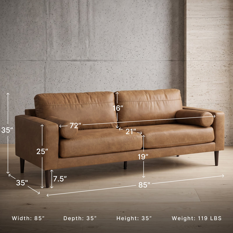 85'' Faux Leather Sofa