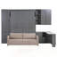 Grand lit escamotable mural avec rangement hydraulique, canapé, tablettes et tiroirs, éclairage DEL / USB, panneau gris-1733430130