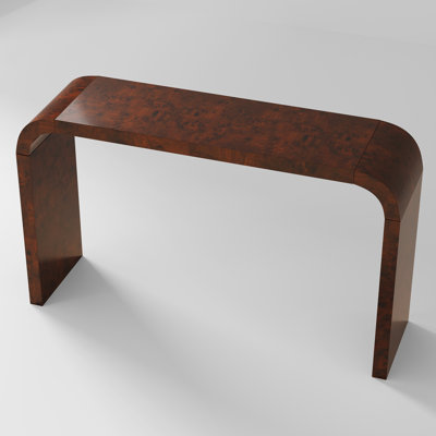 Shelmerdine Fuller 52" Burl Wood Console Table– Handcrafted Elegance with Sleek Curves