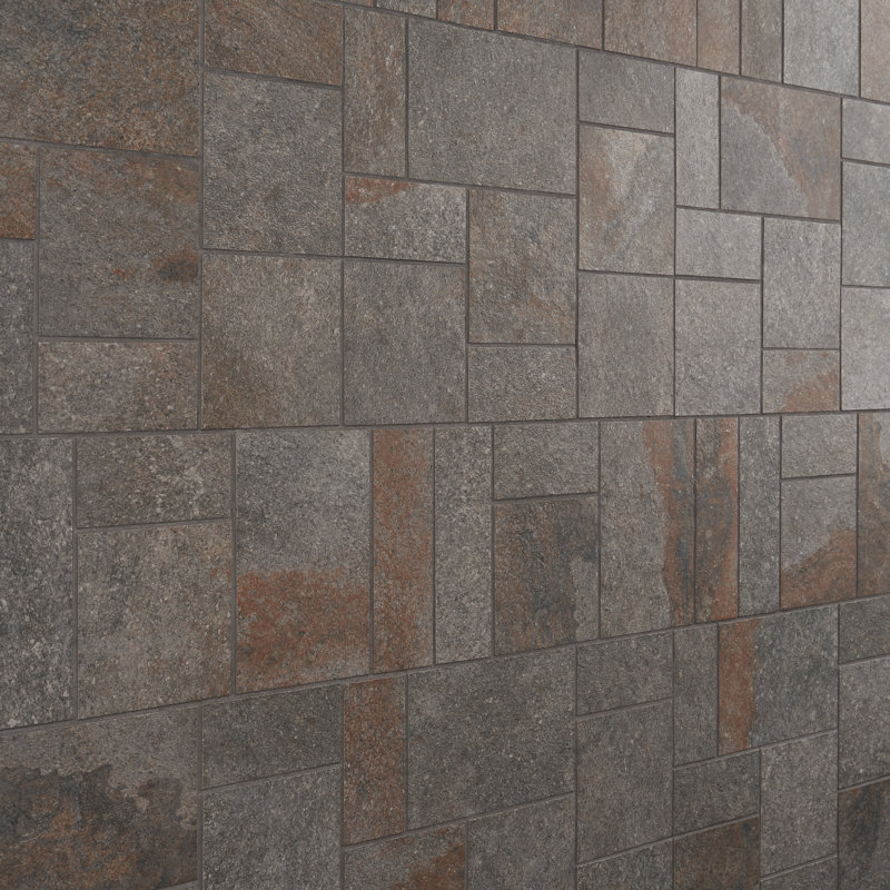 Mosaics Mesa French Pattern 11.8 in x 15.7 in Matte Limestone Look Porcelain Floor and Wall Mosaic Tile, Brown/Gray