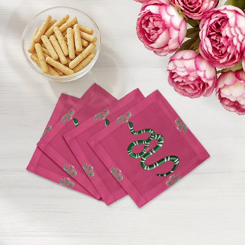 Cotton Blend Square Napkins, Pink