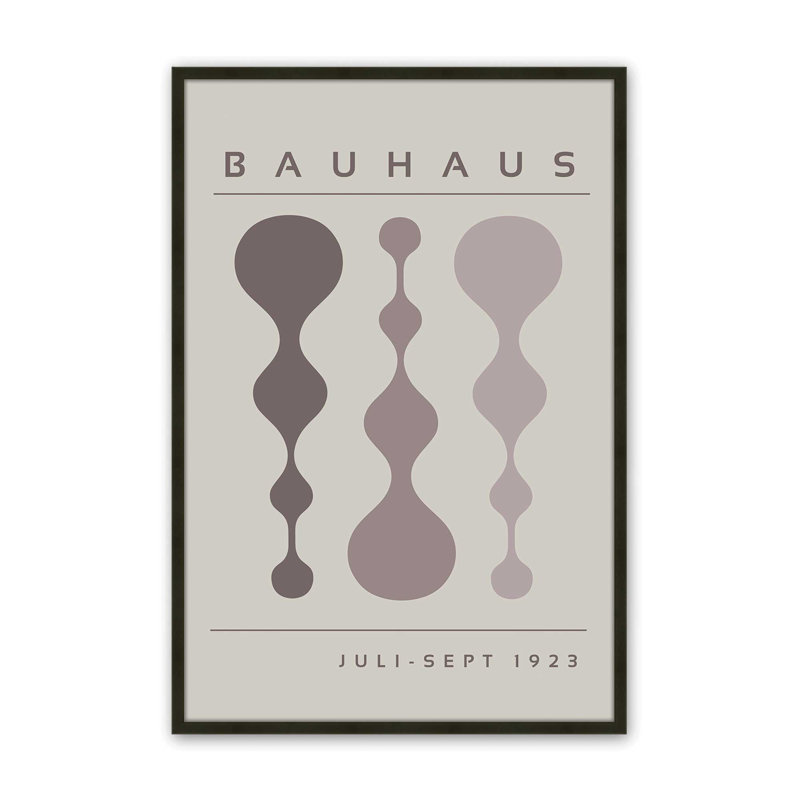 «Warm Taupe», affiche rétro Bauhaus, H 37 po x l 25 po, Noir satiné
