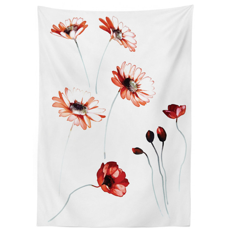 Flower Dining Room Kitchen Tablecloth, 84" L x 60" W