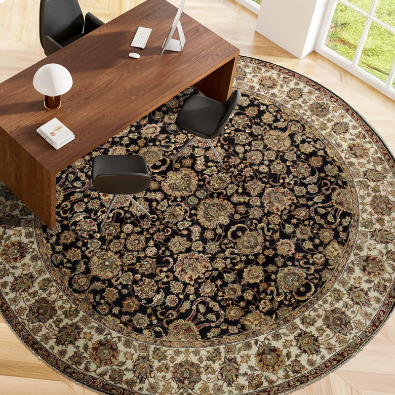 Tapis beige et noir noué à la main de haute qualité