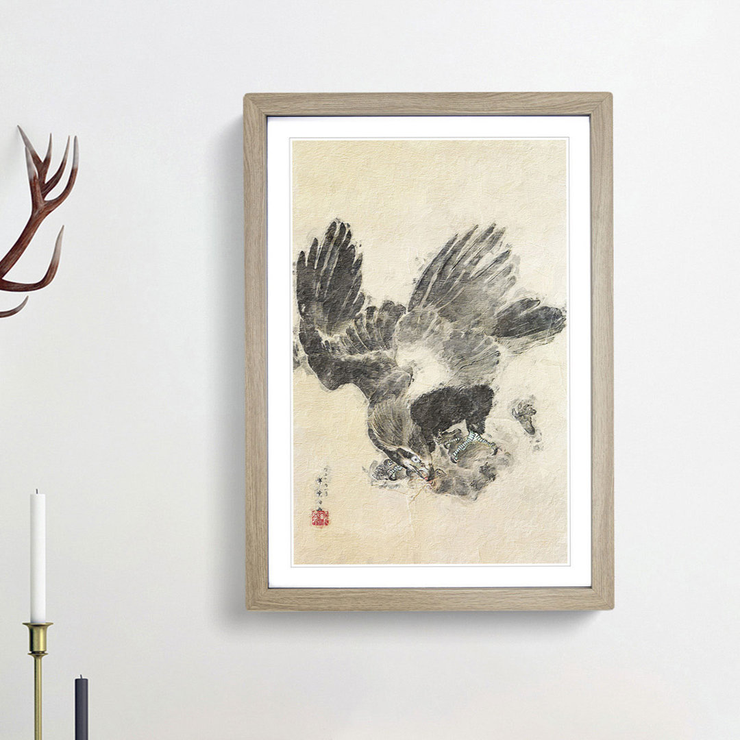 Eagle Attacking a Monkey by Kawanabe Kyosai - Picture Frame Painting Print