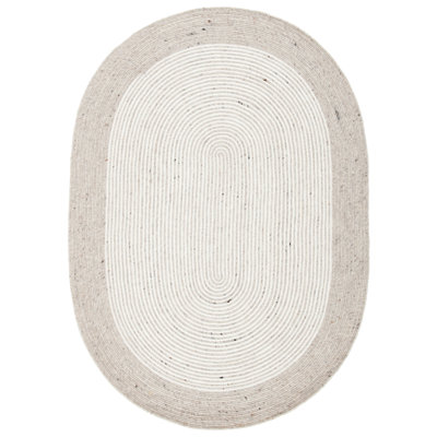 Aria Geometric Hand-Woven Wool/Cotton Beige/Ivory Area Rug