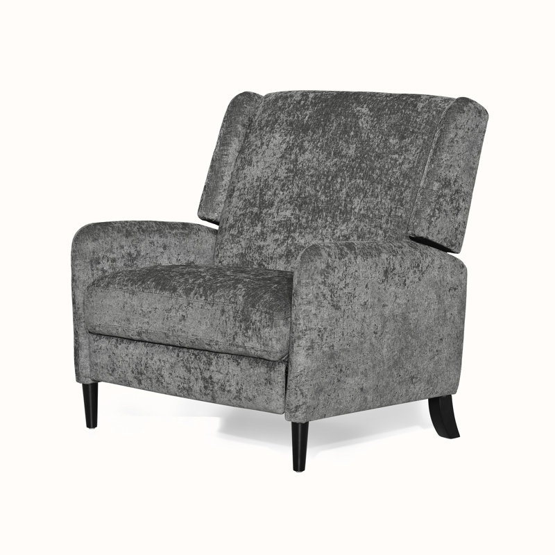 Upholstered Pushback Recliner, Gray Fabric