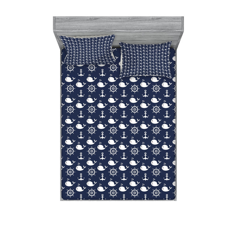 Drap-housse et coussin décoratif Ambesonne, bleu pétrole / bleu ardoise, Ensemble de draps pour très grand lit californien