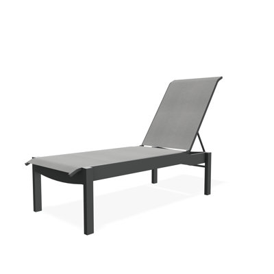 Leeward Sling Marine Grade Polymer Lay-flat Stacking Armless Chaise with Wheels