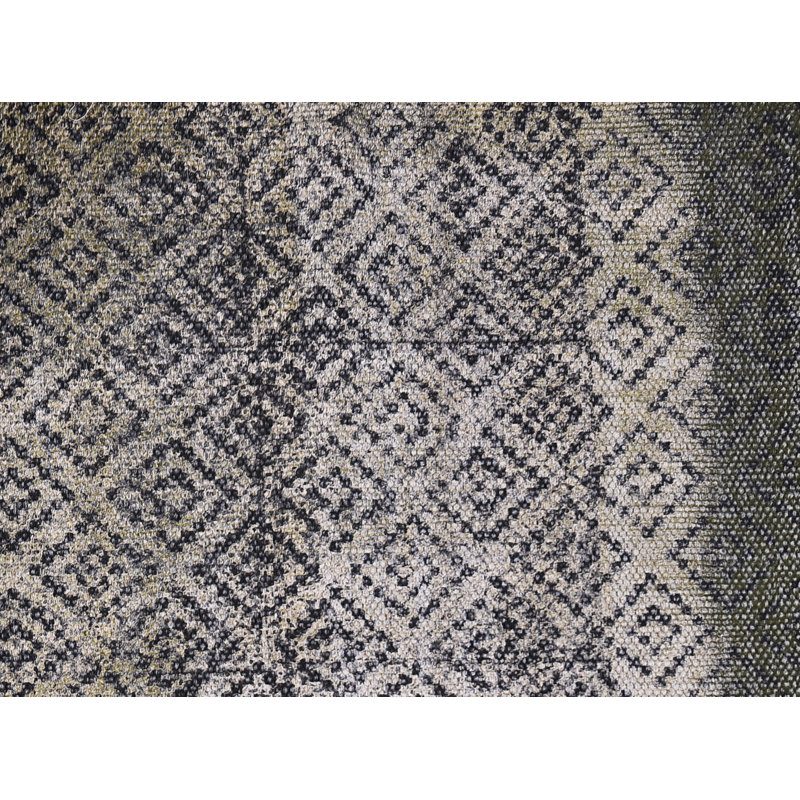 Tapis gris en coton tissé à plat à la main à motif géométrique, Rectangle 3 pi x 5 pi