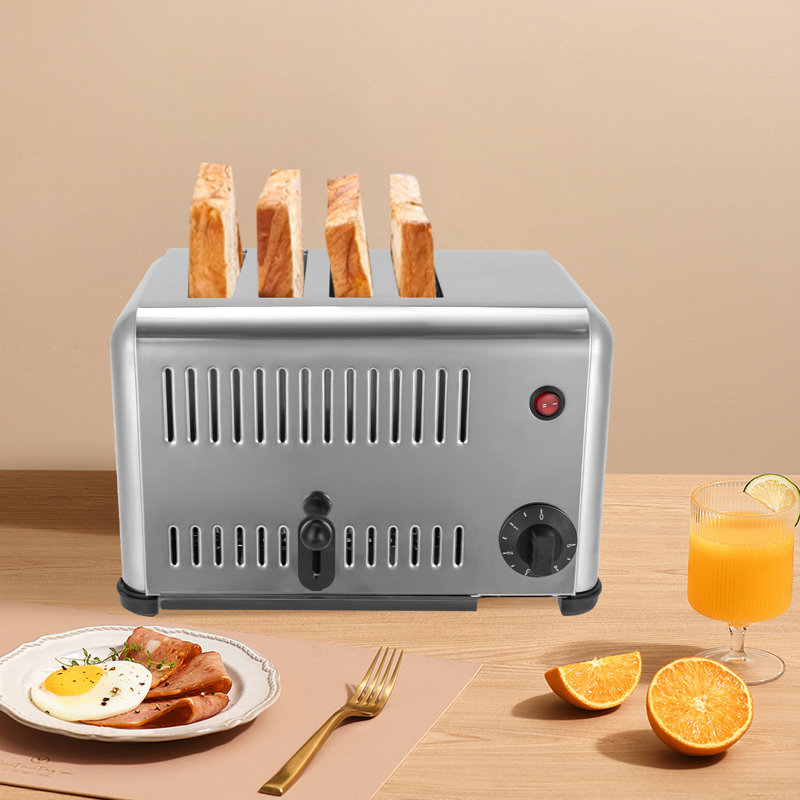 4-Slice Pop-Up Stainless Steel Bread Baking Machine With Timing Function