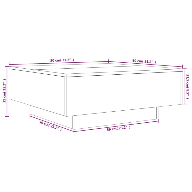 Bronda Four Leg Coffee Table, Smoked Oak, 31cm H x 80cm W x 80cm D