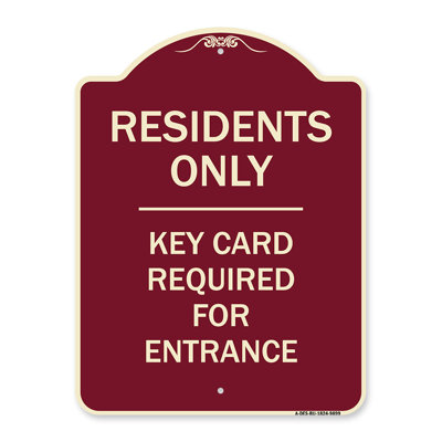 Signe de la série Designer de Signmission - carte-clé de résidence seulement | Enseigne architecturale en aluminium de gros calibre brun clair et vert 18 po x 24 po | Protégez votre entreprise et votre commune | Fabriqué aux États-Unis