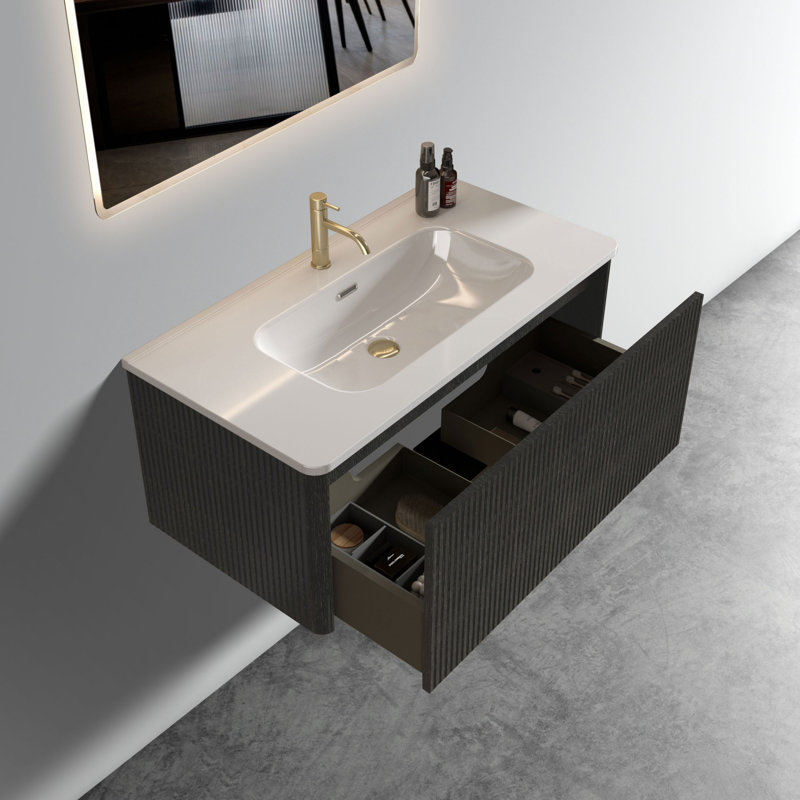 Meuble-lavabo flottant 36 po avec lavabo en céramique 36 po