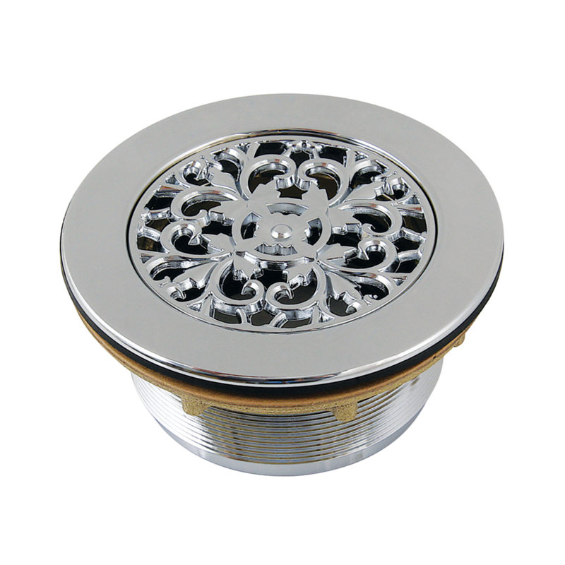 Kingston Brass Watercourse 4-1/4 Inch Round Brass Shower Base Drain, Polished Chrome