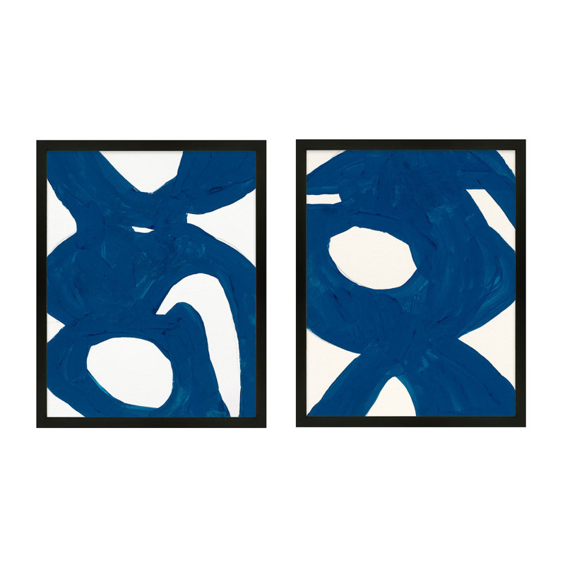 Blue Harmony Set Of 2 Print by Andrea Stokes, Black, 50" H x 80" W