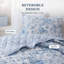 Ensembles de literie modernes, courtepointe simple en polyester doux, confort floral bleu