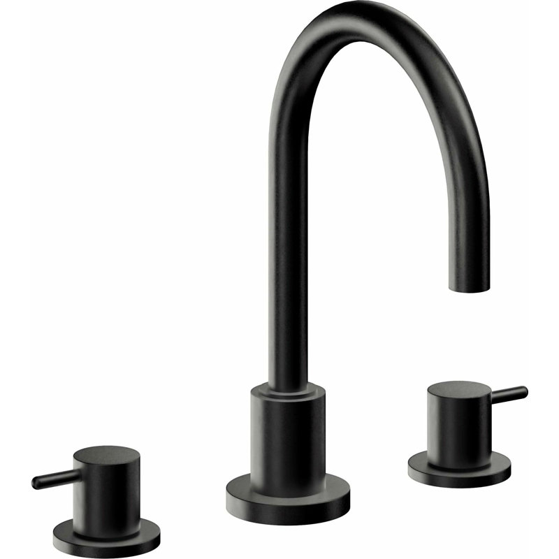 Avalon Widespread Bathroom Faucet, Matte Black, Standard pop-up drain