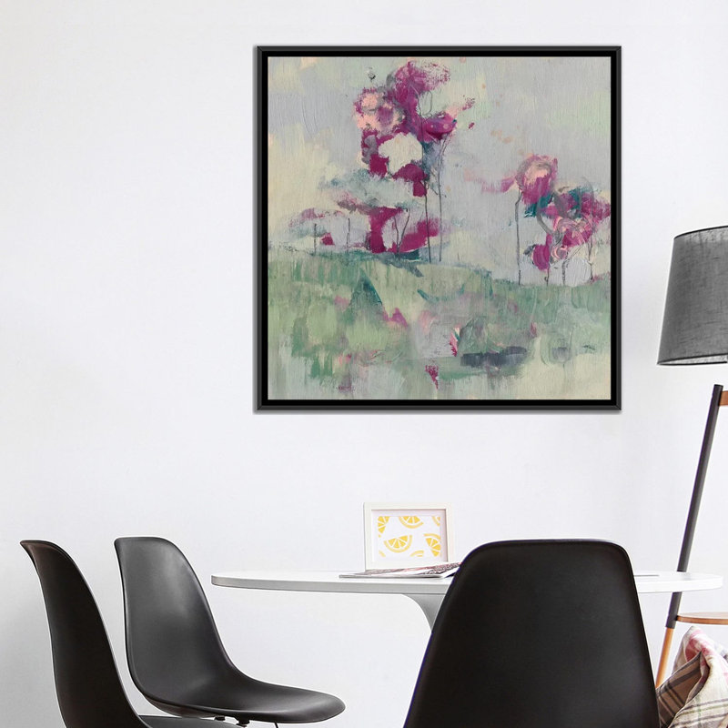 « fuchsia treeline ii », impression sur toile, H 18 po x l 18 po x P 1,5 po, Toile avec cadre noir, Pas de tapis