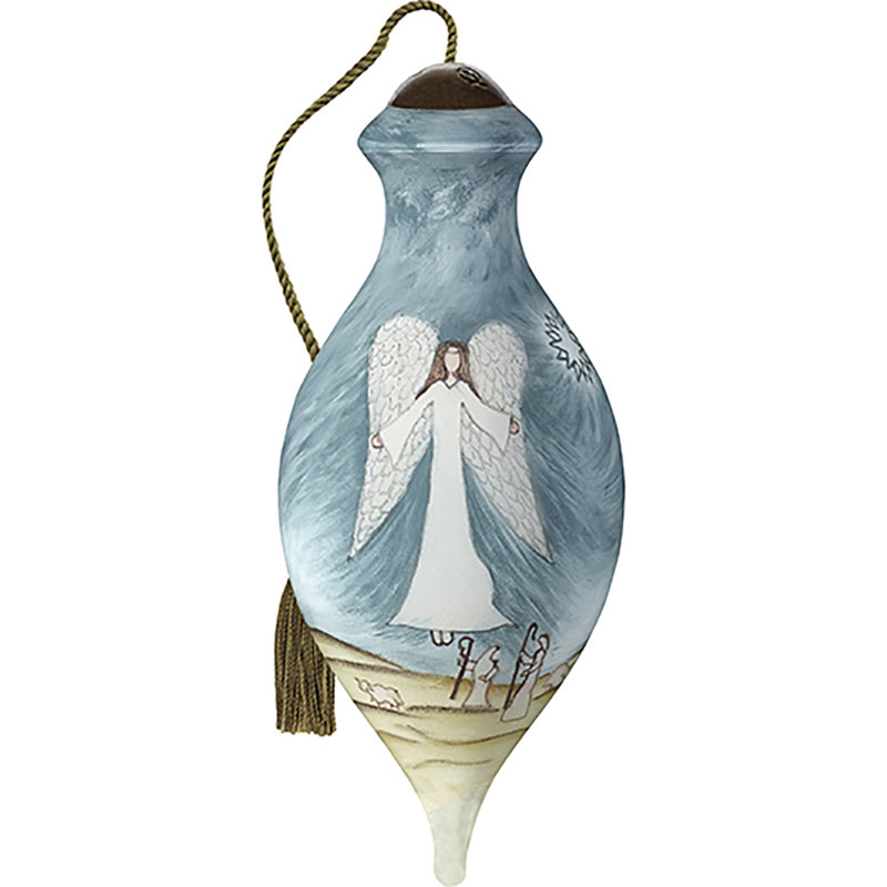 Peace On Earth Hand-Painted Glass Angel Ornament