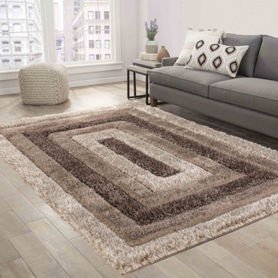 Kiawah Brown/Beige Shaggy Indoor/Outdoor Rug