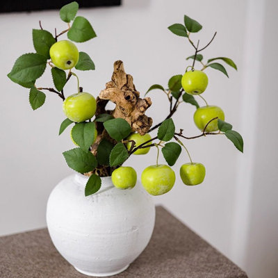 Branche de pomme verte artificielle avec feuilles
