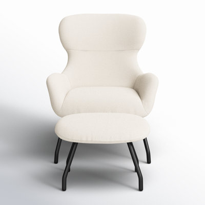 Cathalina Fabric Wingback Accent Chair with Ottoman