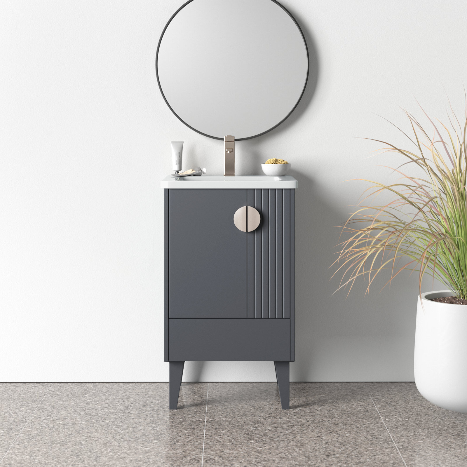 Saimah 20'' Single Bathroom Vanity, Polished Chrome, Rock Gray