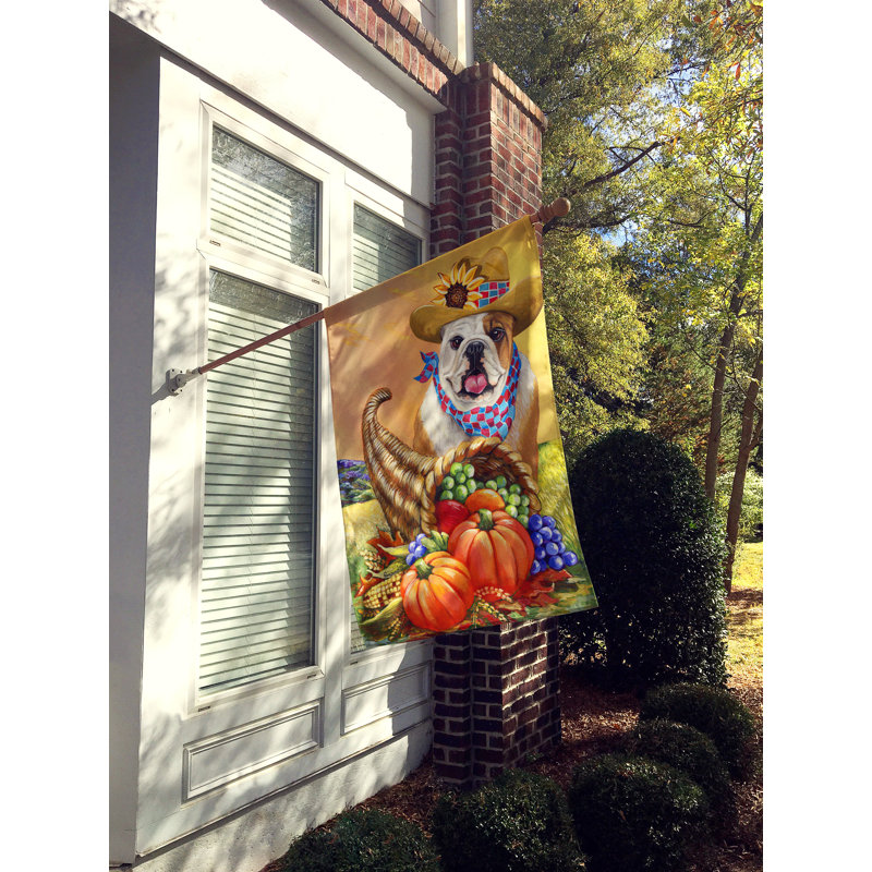 Hvidovre Double Sided 40'' H x 28'' W Polyester Animal House Flag, English Bulldog Autumn