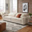 Le canapé moderne de style Mid-Century (beige) rehausse l'ambiance de la maison, idéale pour les rassemblements en appartement et la détente dans la chambre à coucher