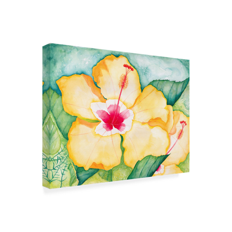 «Yellow Hibiscus» par Deborah Eve Alastra, impression sur toile non encadrée, H 24 po x l 32 po x P 2 po