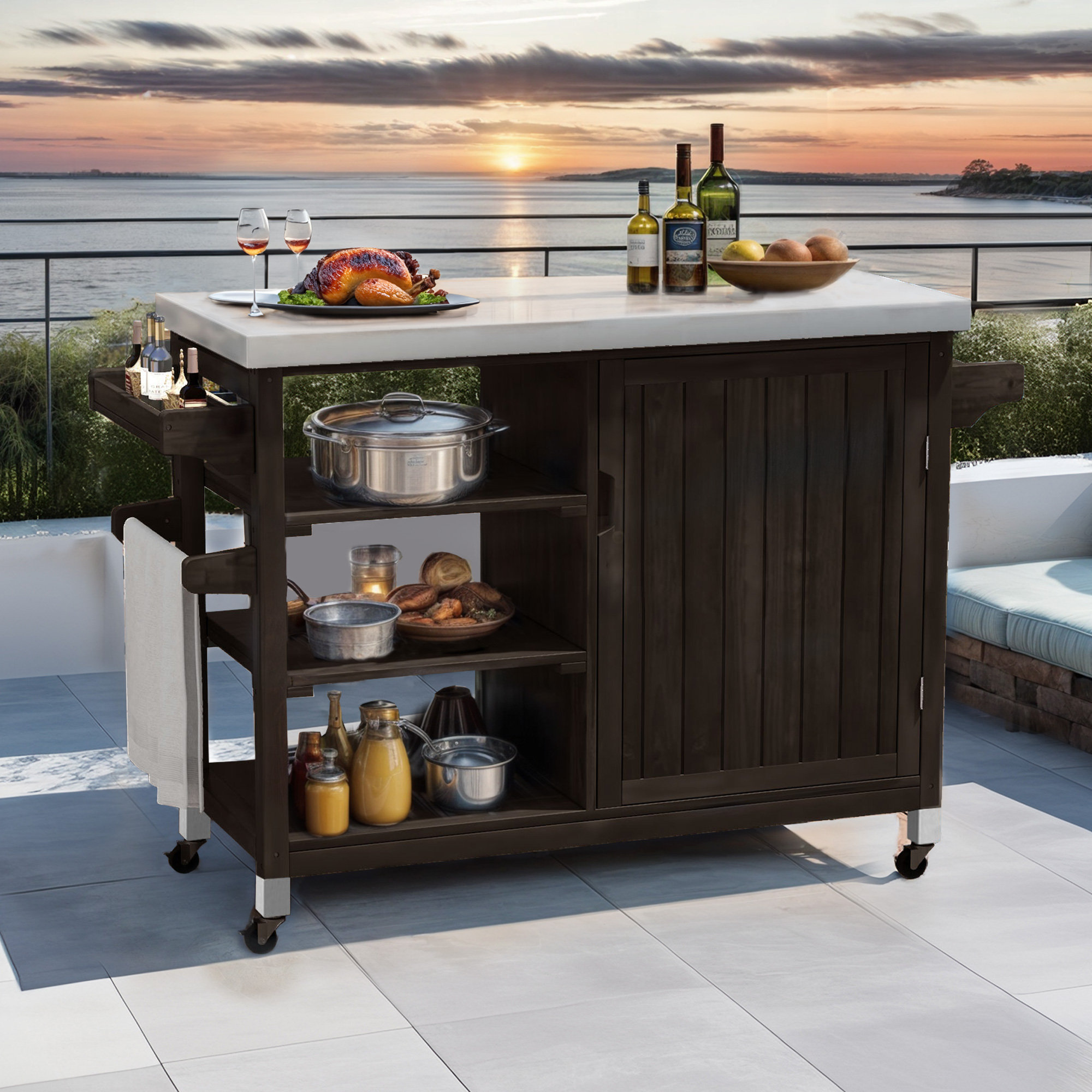 Red Barrel Studio® Myriah Solid Wood Bar Cart Wayfair Canada