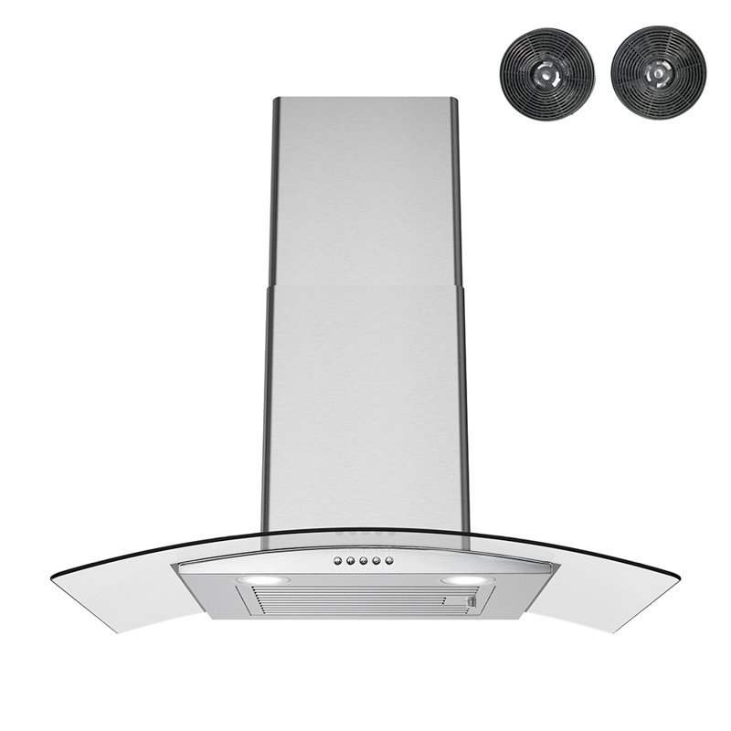 Streamline Rosmini 30" 220 Cubic Feet Per Minute Ductless Wall Mount Range Hood with Baffle Filter and Light Included