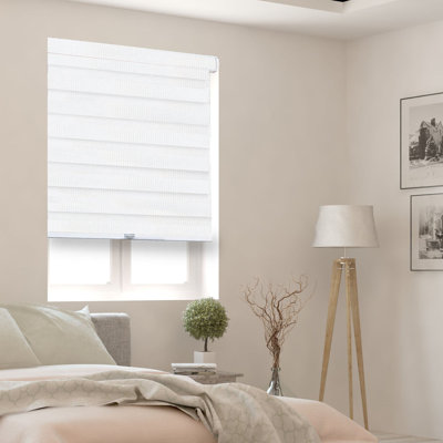 Cordless Zebra Roller Shades – Light Filtering and Room Darkening Blinds - Dual Layer with Sheer and Solid Fabric Stripes - Modern Cassette Valance