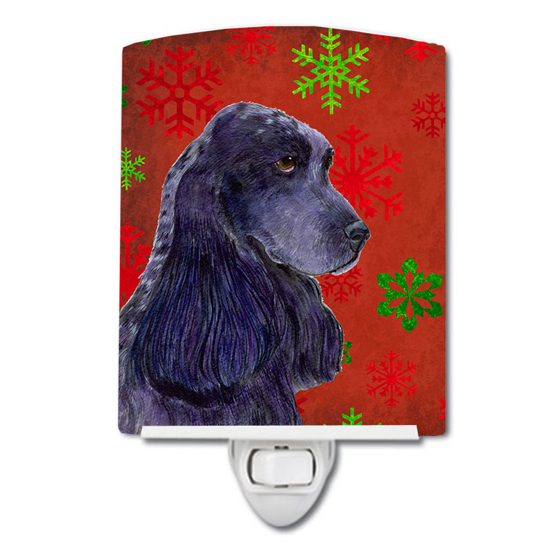 Cocker Spaniel Snowflakes Christmas Ceramic Night Light