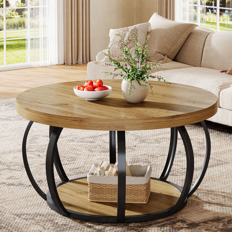31.5in Round Coffee Table with Storage