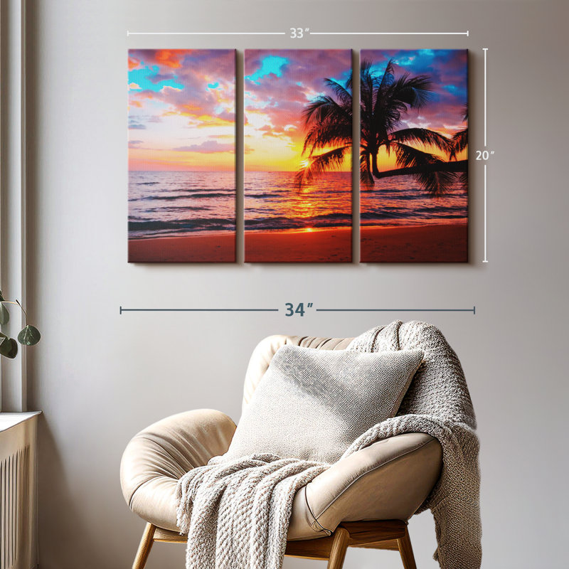 «Sunset Island» sur toile, H 20 po x l 33 po