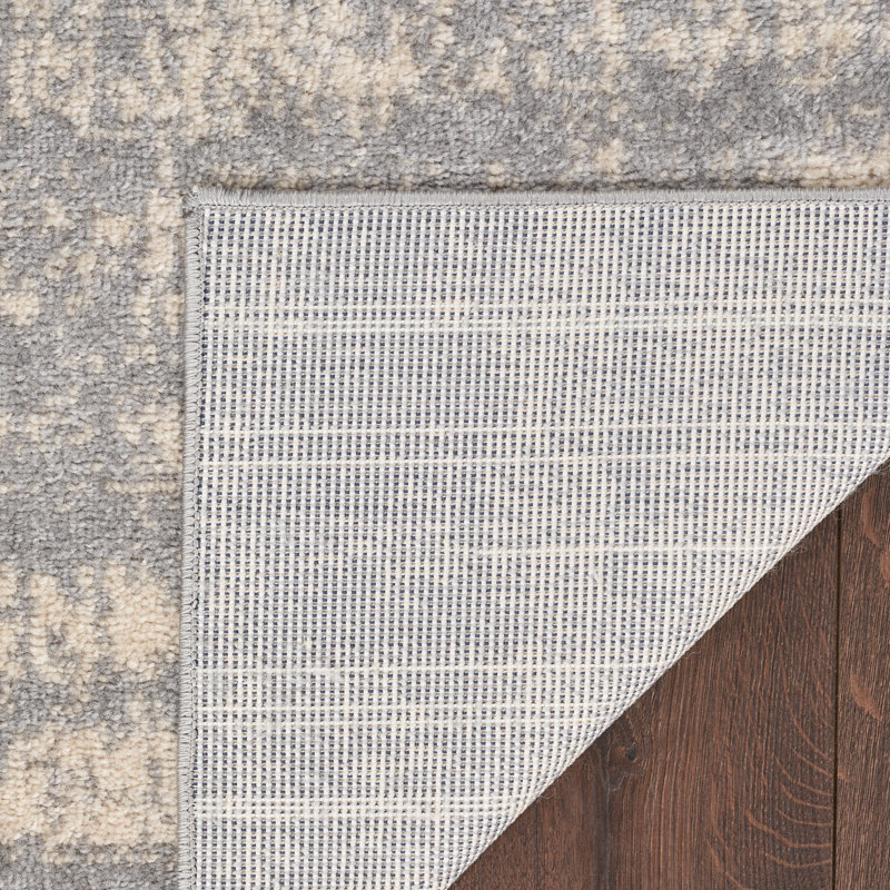 Tapis intérieur / extérieur gris en chenille tissé à la machine, Rectangulaire 3 pi x 5 pi