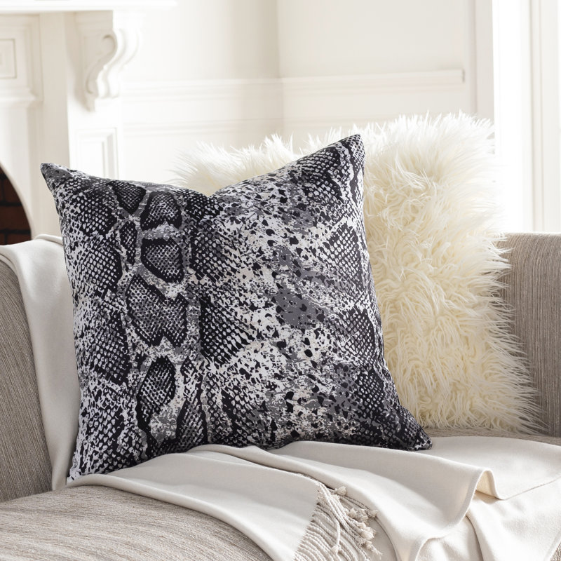 Modern Black and White Woven Polyester Square Throw Pillow Cover