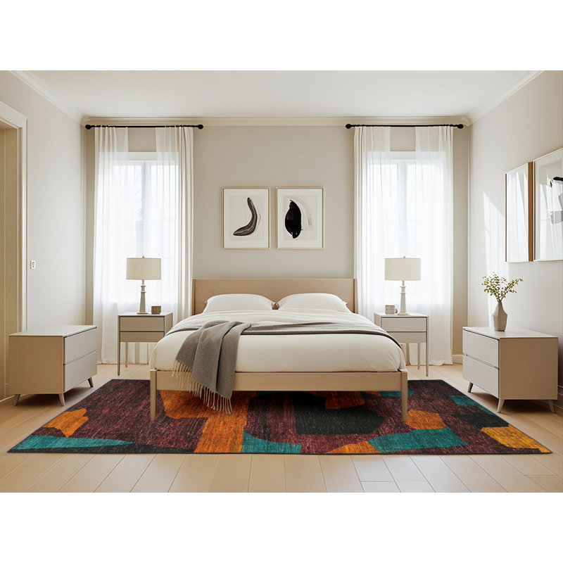 Angellia Abstract Indoor Rug, Rectangle 5' x 8'