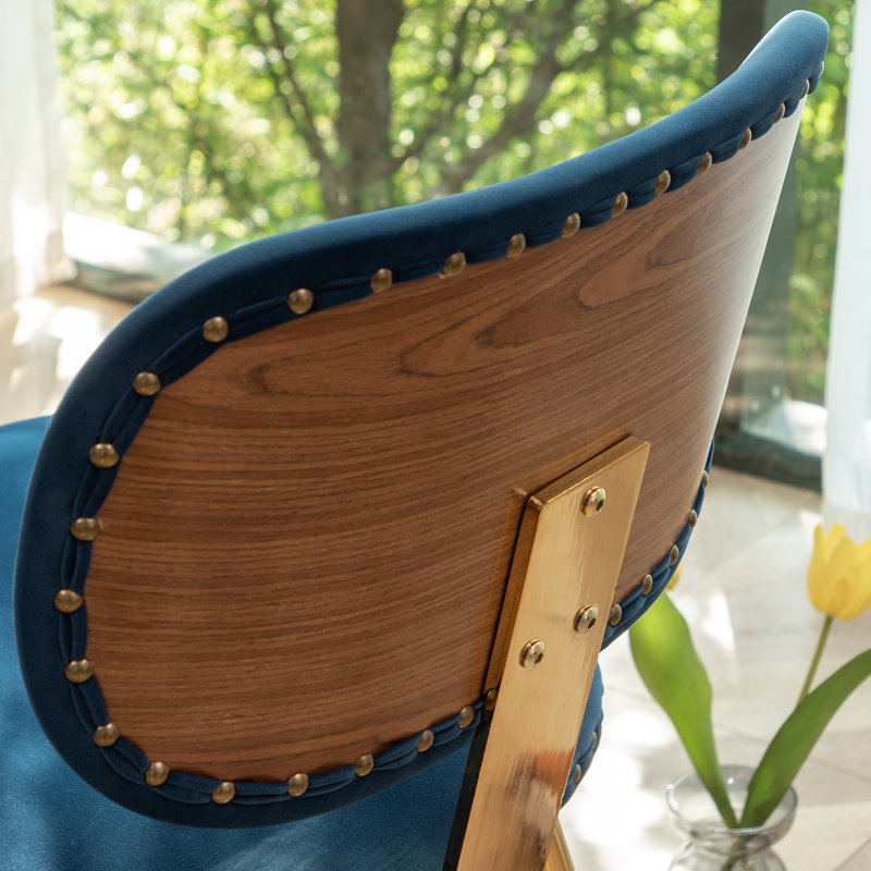 Chaise d'appoint rembourrée en coton Jahking, Bleu