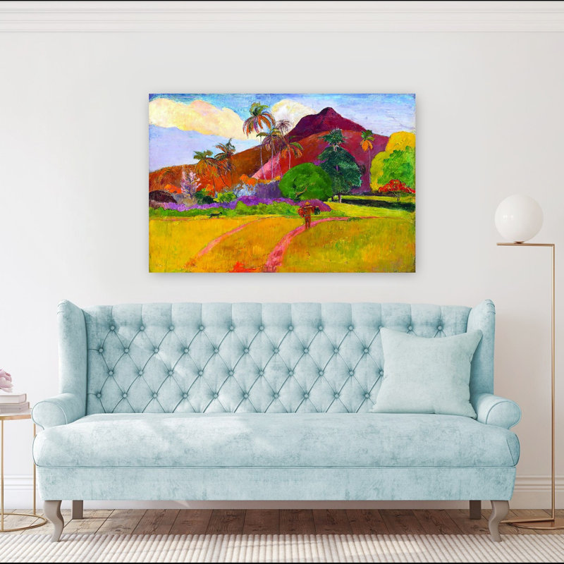 «Tahitian Landscape Classic Colorful Serene Palm Landscape Summer», impression murale, H 40 po x l 60 po