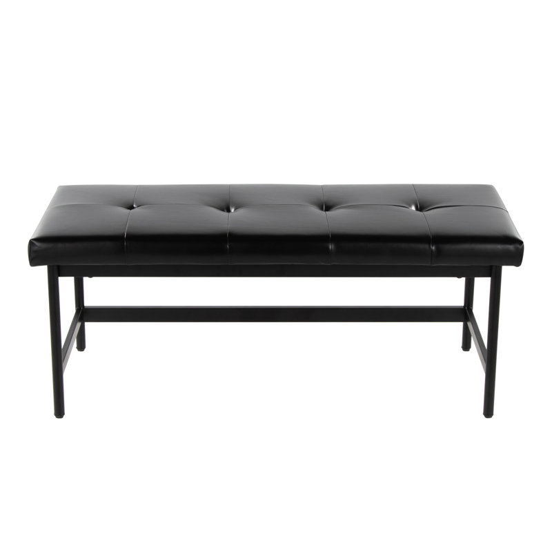 Banc en métal noir et similicuir noir, Noir