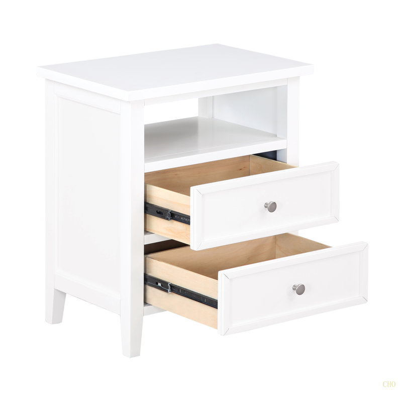 Table de chevet 2 tiroirs Weston, Blanc