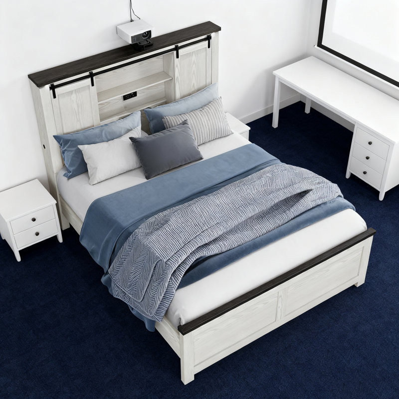 Lit double moderne beige