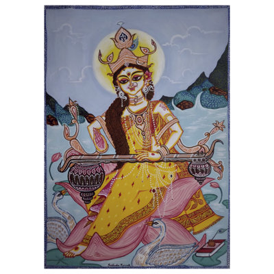 Vedgarbha - Goddess Saraswati | Poster And Acrylic On Paper | By Subhankar Pramanik