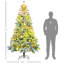 Arbres de Noël modernes avec base en acier, lumières DEL, 7,5 pi givré